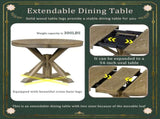 Retro Functional Extendable Dining Table with a 12" Leaf for Dining Room and Living Room 03330785