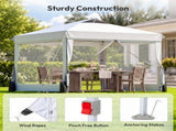 10x10 FT Folding Canopy Tent with 4 Sidewalls, One-Push Central Lock Outdoor Canopy with 2 Clear 43657061