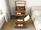 3-in-1 Vanity Desk with Lighted Mirror & Stool, Flip Top Makeup Dressing Table, Compact Storage for W2699P478802