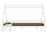 Full House Platform Bed with Stairs, Solid Wood Twin Bed Frame, Low Profile and Childlike Fun W1580P354720