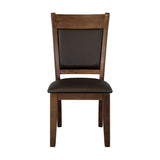 Classic Light Rustic Brown Finish Wooden Side Chairs 2pc Set Upholstered Seat Back Casual Dining B01156049