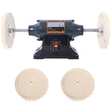 Extra long 8-Inch Electric Polisher Benchtop Buffer Grinder -4 Pole motor Includes 4PCs 80Ply Thic W465P191957