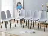 Comfortable Linen-Cotton Dining Chair Set - Six Pieces in Light Gray.Integrated Seat and W1151P228096