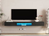 Floating TV Stand Wall Mounted with 16 Color LEDs,69" Modern TV Stand, Floating TV Cabinet W1321P300549