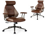 Brown Color Blocking Office Chair with 2D Adjustable Headrest, Ergonomic High-Back Desk Chair 330 61548618