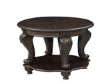 22'' Two Tone Round End Table,Solid Wood Sofa Side Table with Shelf,Living Room Corner Table Easy 04247644