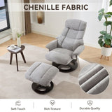 010-Ergonomic Recliner Chair with Ottoman, Modern 360&deg Swivel Lounge Chair with Footstool, Chenille W2636P262448