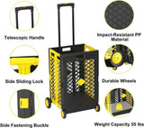 ZUN 55L Foldable Rolling Cart with Wheels, Portable Updated Utility Tools Rolling Crate w/ Telescopic W2181P162548