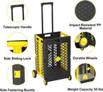 ZUN 55L Foldable Rolling Cart with Wheels, Portable Updated Utility Tools Rolling Crate w/ Telescopic W2181P162548