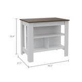 Cala Kitchen Island, Four Legs, Three Shelves -White / Walnut B07092012