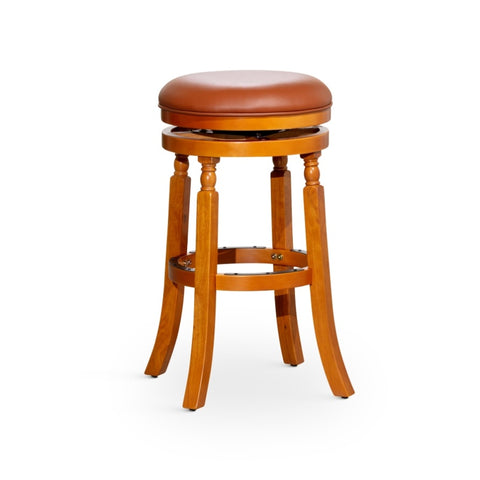 ZUN 30" Bar Stool, Natural Finish, Saddle Leather Seat B04660743