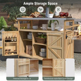 K&K Outdoor Kitchen Island, Rolling Bar Cart & Storage Cabinet, Farmhouse Solid Wood Outdoor Grill WF532198AAY