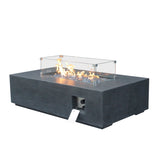 ZUN 52 Inch Outdoor Concrete Propane gas rectangle Fire Pit table in Dark Gray color W2620P182374