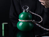 Gourd Shape Insulated Tumbler with Straw 520ml Travel thermos darkgreen 51471965