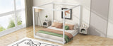 King Size Canopy Platform Bed with Support Legs,White WF309290AAK