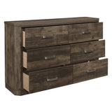 ZUN Rustic Brown Finish Dresser with Storage Drawers Clipped Corners Transitional Style Wooden Bedroom B011P186839