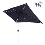 ZUN 10 x 6.5t Rectangular Patio Solar LED Lighted Outdoor Umbrellas with Crank and Push Button Tilt for W65638632