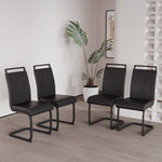 ZUN Modern Dining Chairs,PU Faux Leather High Back Upholstered Side Chair with C-shaped Tube. Black 87043919