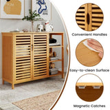 39.5"x14"x31.5" Bamboo Bathroom Cabinet - Enclosed Cabinet Open Shelves, Ample Storage 16427838