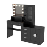 ZUN Large Makeup Vanity with Lights, Vanity Table with Charging Station, Vanity Desk with Mirror and 10 34862814