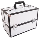 ZUN SM-2083 Aluminum Alloy Makeup Train Case Jewelry Box Organizer Silver 53090133