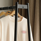 (Black) Solid Oak Wood Clothes Rack, Black Rattan Rack-clothes Rack with Shelves, Cloth W1283P298205