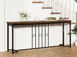 Industrial Sofa Table with Rustic Wood Top, 55" Narrow Console Table 175 LBS Capacity 79220654