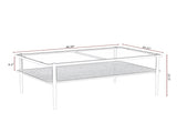 Rectangle Coffee Table with Gray Tempered Glass top and White Legs, Modern Table for Living Room W241139569