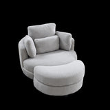 39"W Oversized Swivel Chair with moon storage ottoman for Living Room, Modern Accent Round Loveseat W83489913