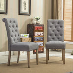 ZUN Habit Solid Wood Tufted Parsons Dining Chair, Set of 2, Grey T2574P164543