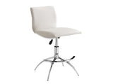 Modern Barstool Texture Leatherette/Chrome Adjustable Height In Soft White Color B091119814