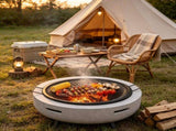 30 Inch Round Cooking Grate Heavy Duty Steel Campfire Grill Grid with Handle and Support X Wire 96361136