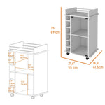 ZUN Dukat Bar Cart,Two Shelves, Six Built-in Wine Rack, Four Casters -White B20091850