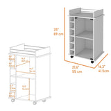 ZUN Dukat Bar Cart,Two Shelves, Six Built-in Wine Rack, Four Casters -White B20091850