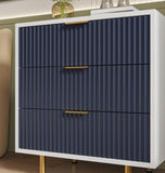 DFW 3 Drawer Dresser for Bedroom, Fluted Modern Nightstand with Deep Drawers, Chest of Drawers with W2301P301004