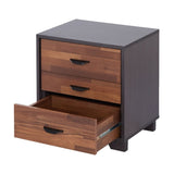 ZUN Walnut and Espresso 3-drawer Rectangular Accent Table B062P181403