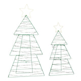 Set of 2 Lighted Metal Christmas Tree Yard Decorations, Pre-lit Holiday Decor with 150 Green and 05324833
