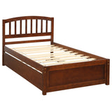 Twin size Platform Bed Wood Bed Frame with Trundle, Walnut WF194302AAD