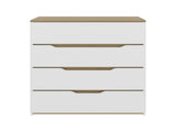 Drawer Dresser 35"H, Four Drawers, Superior Top, White / Light Oak B097132891