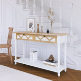 ZUN 48 inch Long Console Table with 2 Drawers and 1 Bottom Shelf for Entryway Hallway Easy Assembly W716P197959