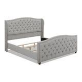 Marcella Upholstered Shelter Headboard Bed Set, King, Silver Grey Polyester B2719P238222