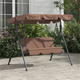 3-Seat Outdoor Patio Swing Chair-Brown 69665879