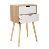 Set of 2 Wooden Modern Nightstand with 2 Drawers and 4 Solid Splayed Legs, Living Room Bedroom W2181P147490