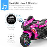 12V Electric Motorcycle for Kids, Three Wheels Battery Powered Ride On Motorbike, Ride on Toy with W3380P310000