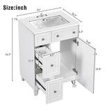 ZUN 24-Inch Bathroom Vanity Cabinet with Ceramic Sink, 2 Drawers, 1 Door WF532034AAK