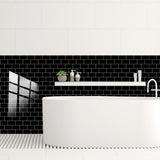 48 Pcs Black Design Glossy Peel And Stick Wall Tile, Transfer Self Adhesive Waterproof And Easy To 68751613