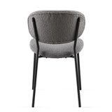 Grey Boucle Fabric Dining Chairs Set of 4, Mid-Century Modern Dining Kitchen Dining Room W1164P195045