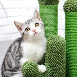 ZUN Cat Scratching Post Cactus Cat Scratcher Featuring with 3 Scratching Poles and Interactive Dangling 48540529