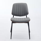 A&A Furniture, Dining Chairs Set of 2 Mid Century Modern Retro Faux Leather Chair with Walnut W1143P191787