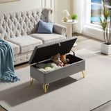 Fashion light Grey Velvet Fabric Upholstered large storage rectangular bench for Entryway W2082P176563